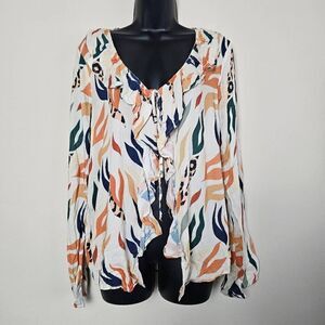 NWT Standard Issue Safari Ruffle Tie Shirt